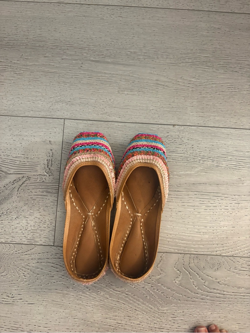 Multicolor Striped Canvas Ballet Flats - Women